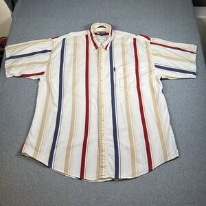 Chaps Ralph Lauren 2XLT Striped Shirt Short Sleeve Cotton Y2K